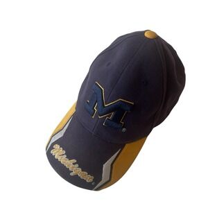 VTG University of Michigan Baseball Cap Hat Geometric Blue Gold Embroidered Logo
